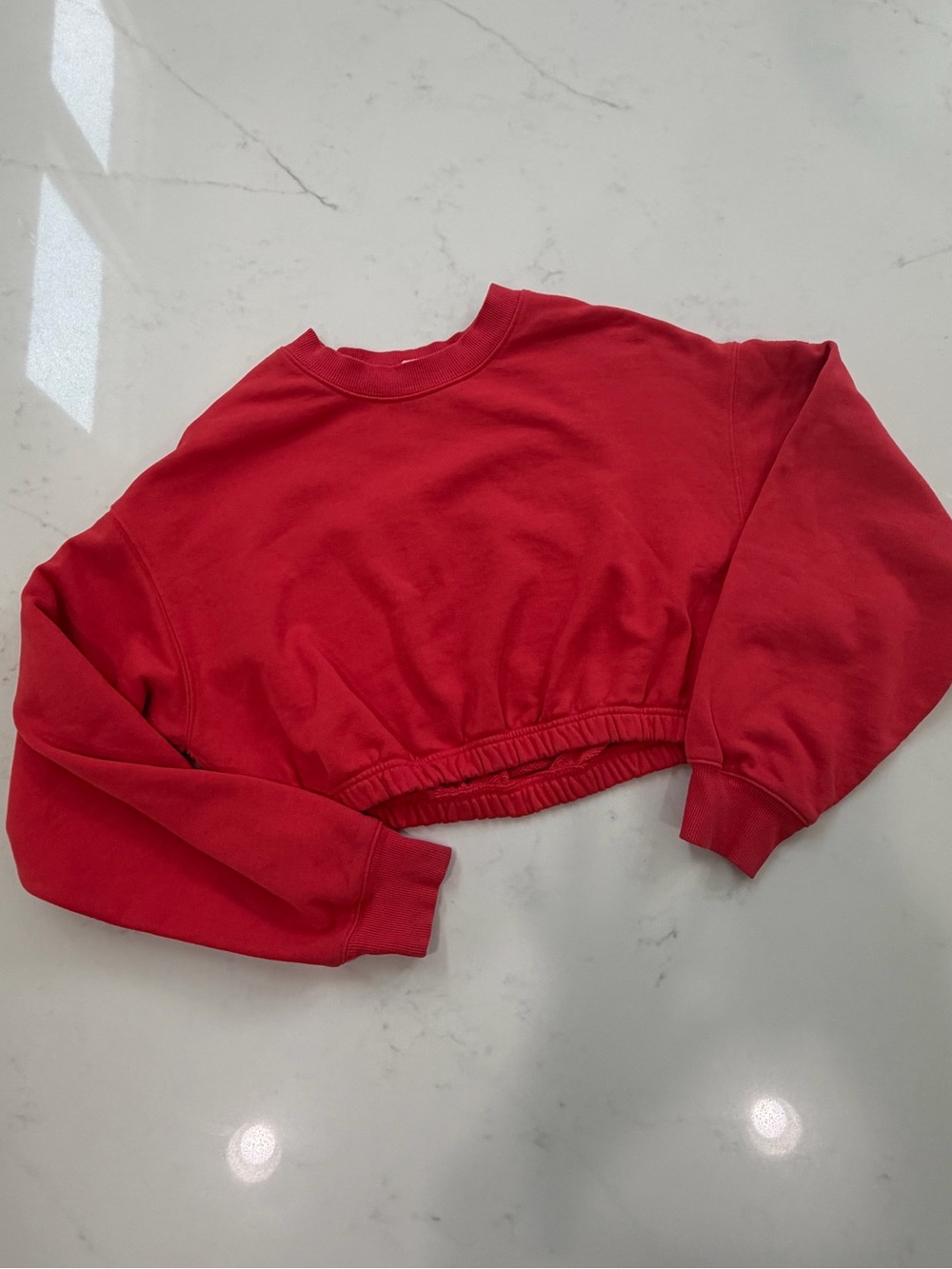 Alo Yoga Red Cropped Crewneck Sweatshirt M